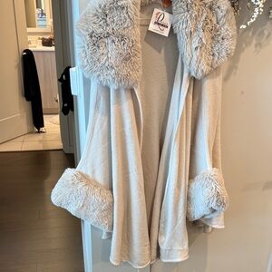Luxurious Faux Fur Trimmed Cape
